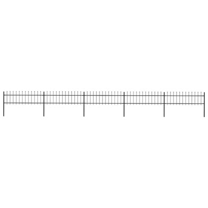 Garden Fence with Spear Top Steel 892.5x60 cm Black