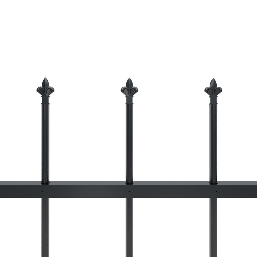 Garden Fence with Spear Top Steel 892.5x60 cm Black