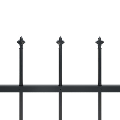 Garden Fence with Spear Top Steel 892.5x60 cm Black