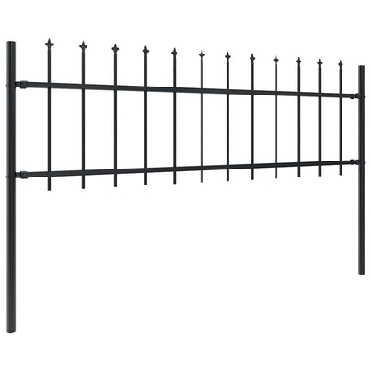 Garden Fence with Spear Top Steel 1070x60 cm Black