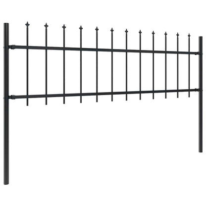 Garden Fence with Spear Top Steel 1248x60 cm Black