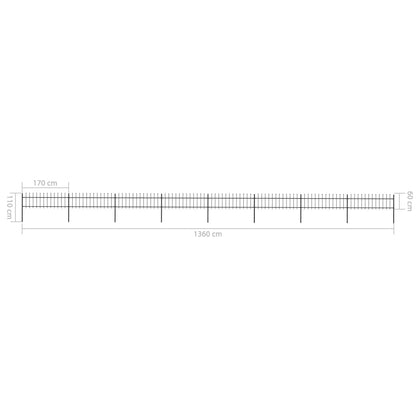 Garden Fence with Spear Top Steel 1426x60 cm Black