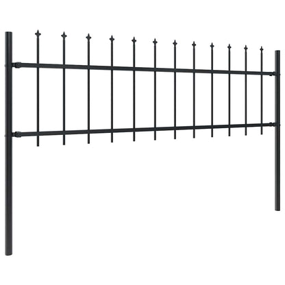 Garden Fence with Spear Top Steel 1603.5x60 cm Black