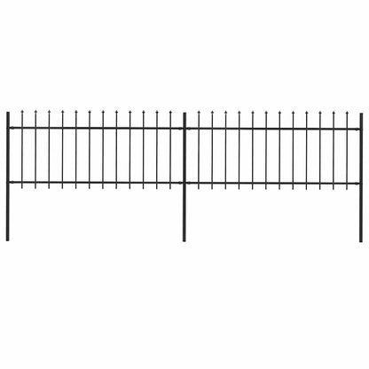 Garden Fence with Spear Top Steel 359x80 cm Black