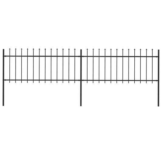 Garden Fence with Spear Top Steel 359x80 cm Black