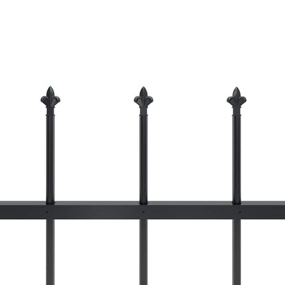 Garden Fence with Spear Top Steel 359x80 cm Black