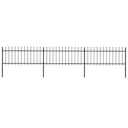 Garden Fence with Spear Top Steel 537x80 cm Black