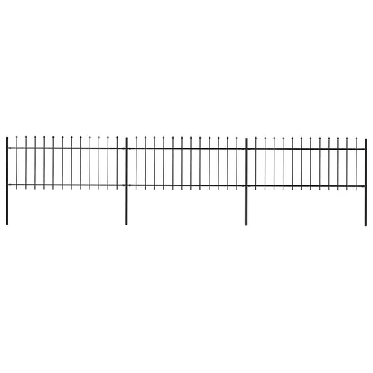 Garden Fence with Spear Top Steel 537x80 cm Black