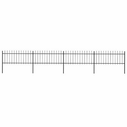 Garden Fence with Spear Top Steel 714.5x80 cm Black