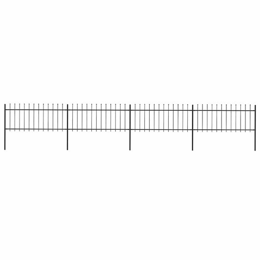 Garden Fence with Spear Top Steel 714.5x80 cm Black