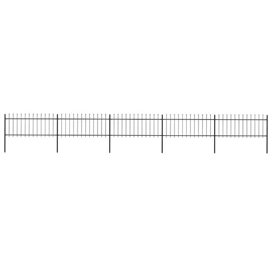 Garden Fence with Spear Top Steel 892.5x80 cm Black
