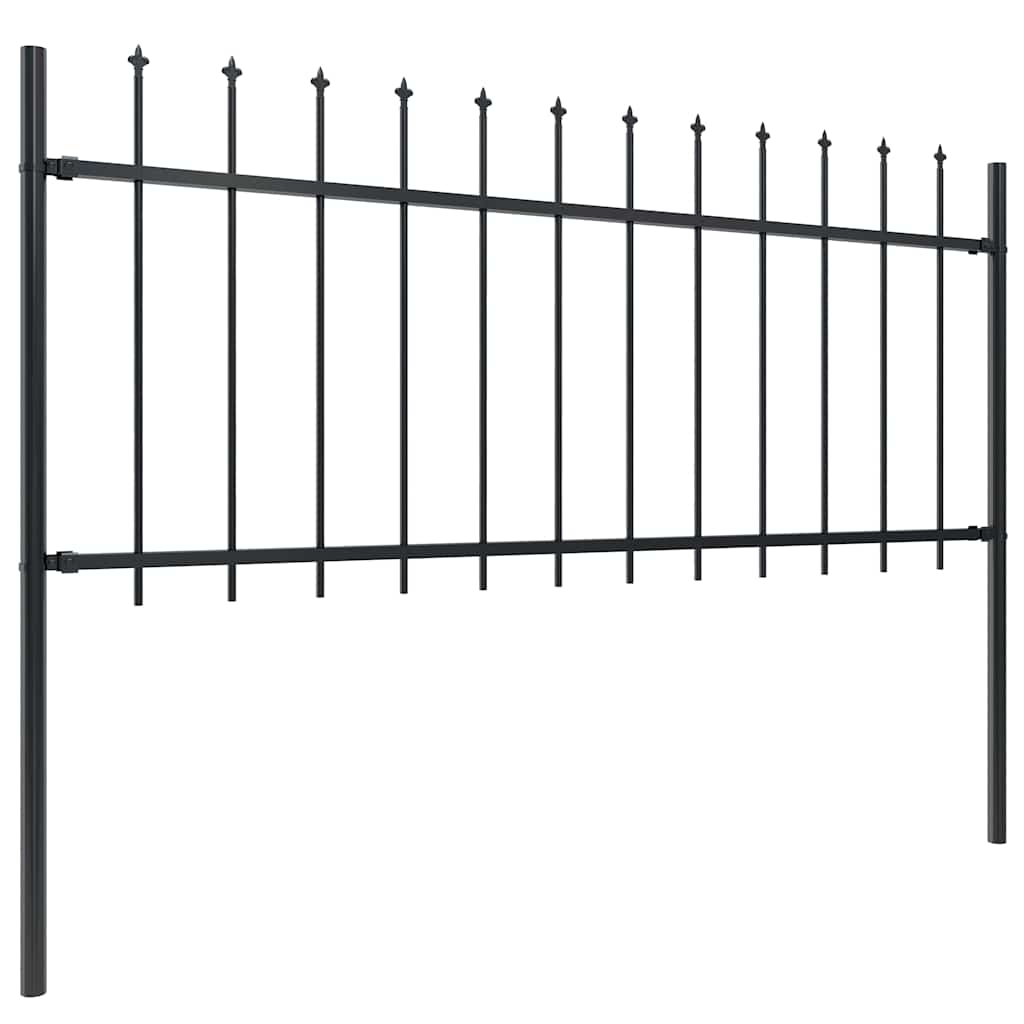 Garden Fence with Spear Top Steel 892.5x80 cm Black