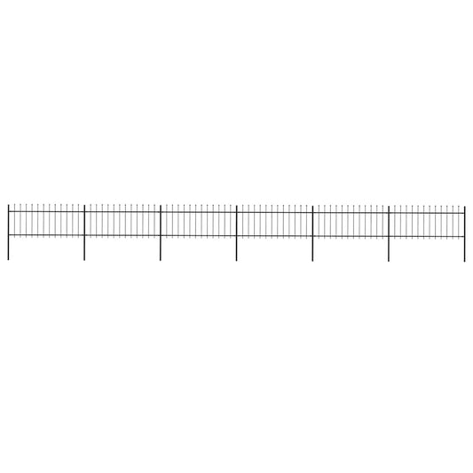 Garden Fence with Spear Top Steel 1070x80 cm Black