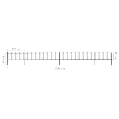 Garden Fence with Spear Top Steel 1070x80 cm Black