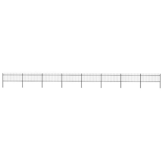 Garden Fence with Spear Top Steel 1426x80 cm Black