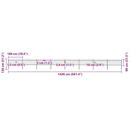 Garden Fence with Spear Top Steel 1426x80 cm Black