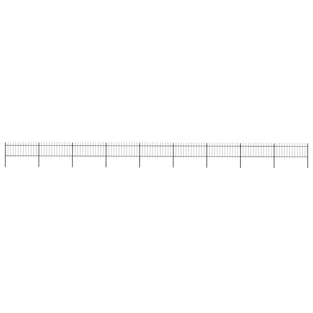 Garden Fence with Spear Top Steel 1603.5x80 cm Black