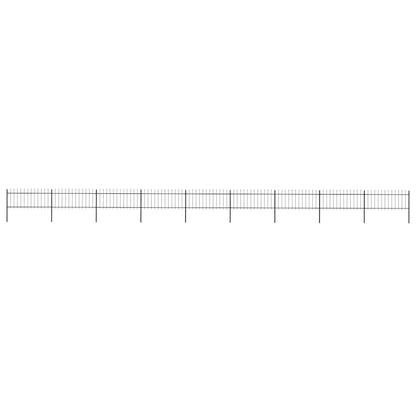 Garden Fence with Spear Top Steel 1603.5x80 cm Black