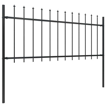 Garden Fence with Spear Top Steel 1603.5x80 cm Black