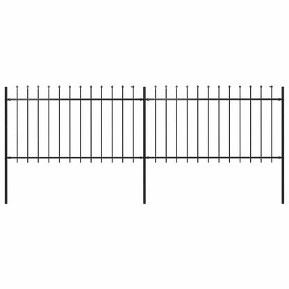 Garden Fence with Spear Top Steel 359x100 cm Black