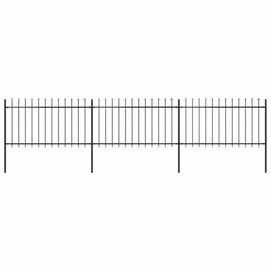 Garden Fence with Spear Top Steel 537x100 cm Black