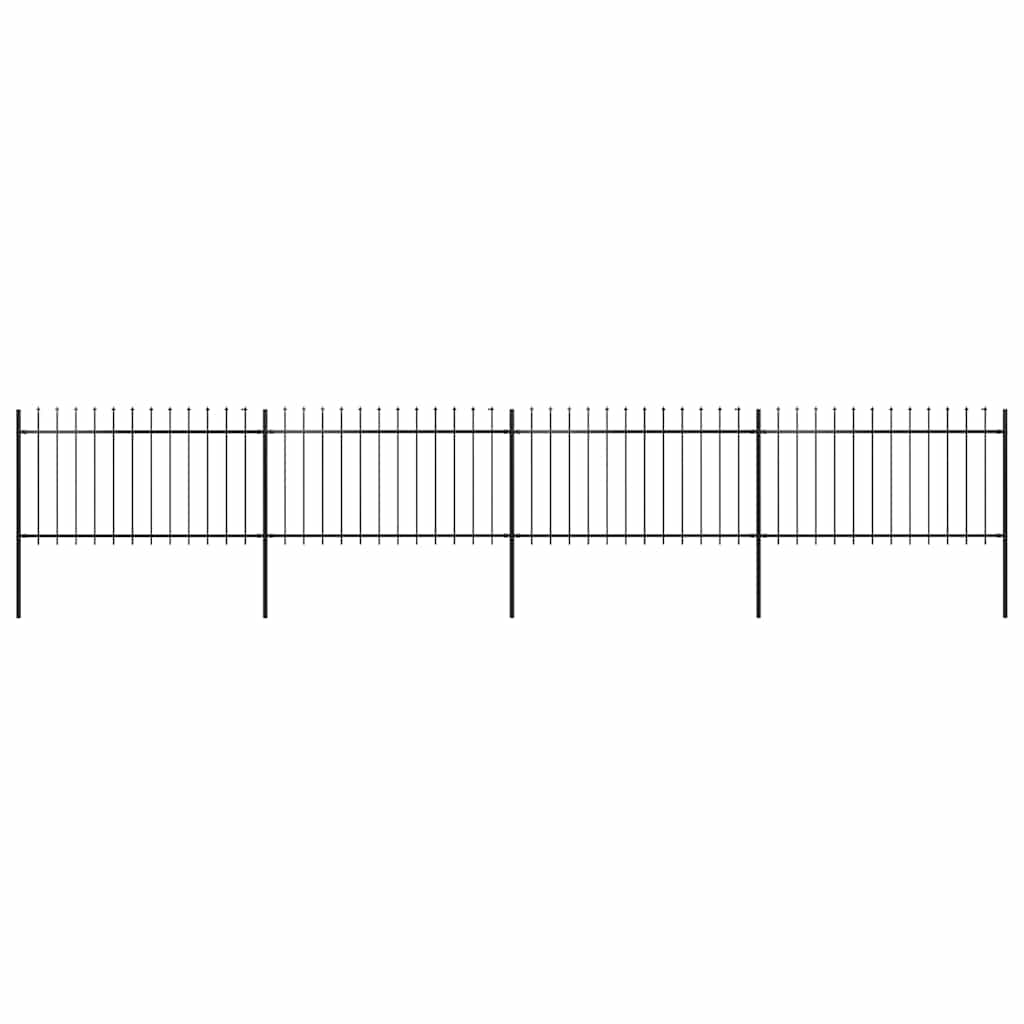 Garden Fence with Spear Top Steel 714.5x100 cm Black