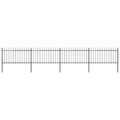 Garden Fence with Spear Top Steel 714.5x100 cm Black