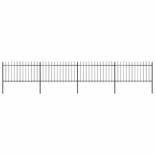 Garden Fence with Spear Top Steel 714.5x100 cm Black