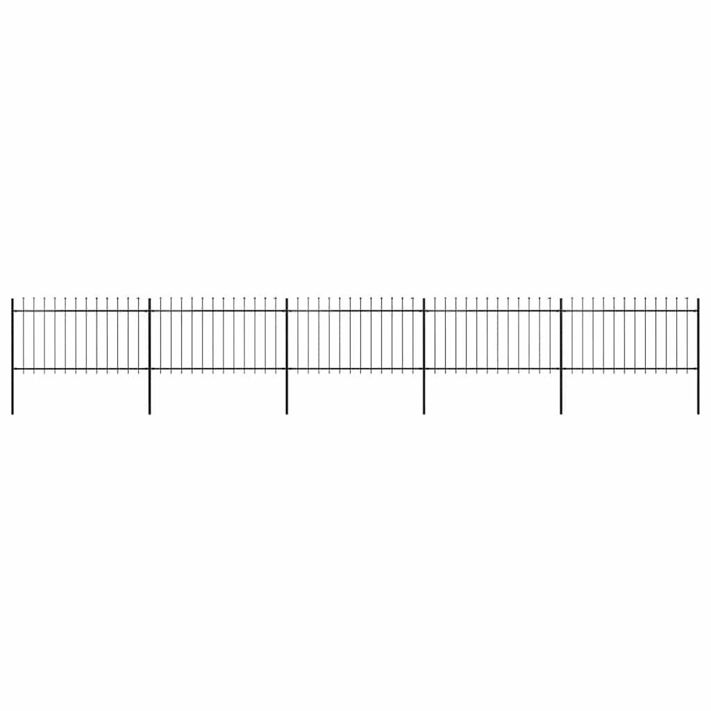 Garden Fence with Spear Top Steel 892.5x100 cm Black