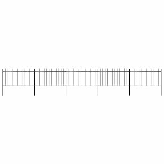 Garden Fence with Spear Top Steel 892.5x100 cm Black
