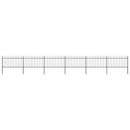 Garden Fence with Spear Top Steel 1070x100 cm Black
