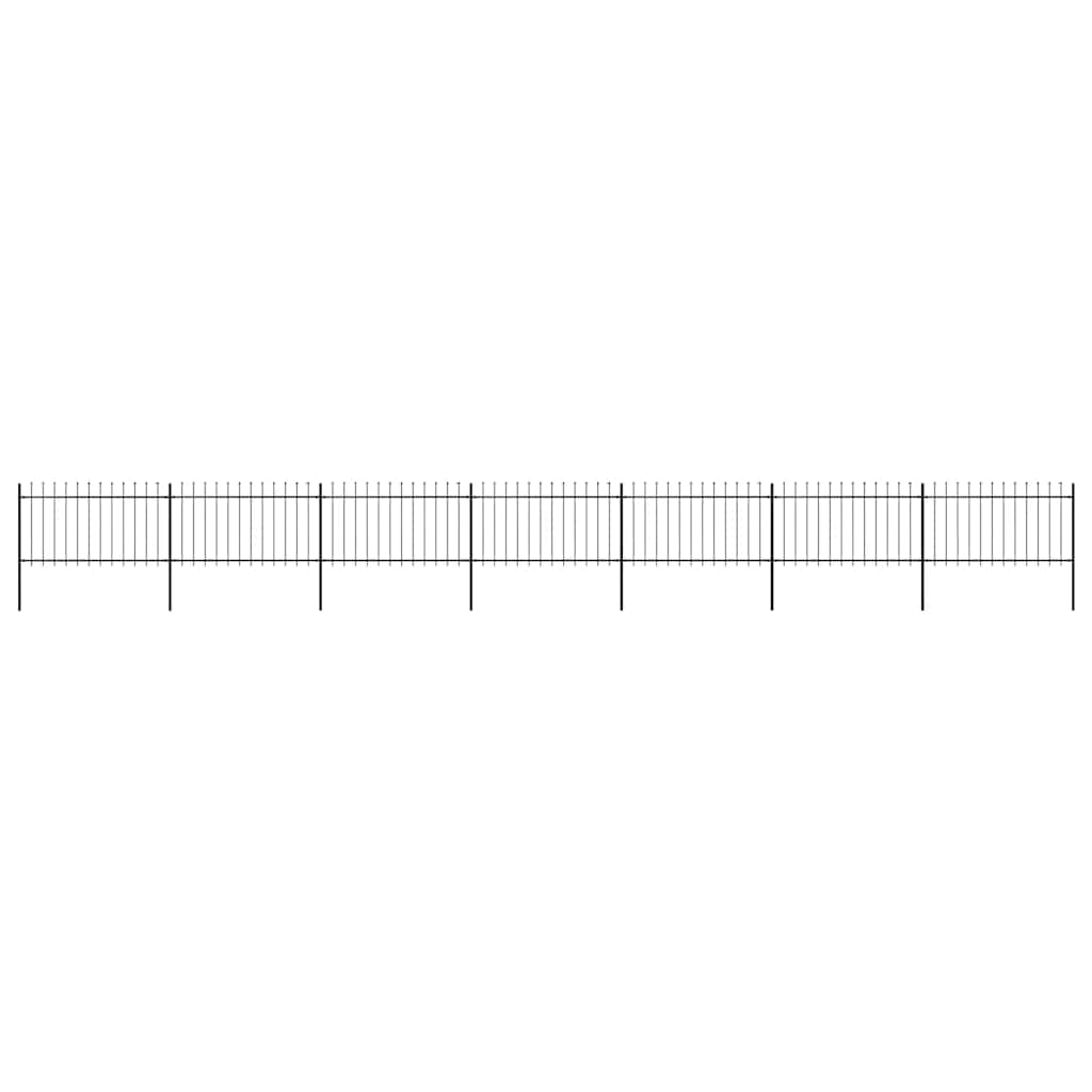 Garden Fence with Spear Top Steel 1248x100 cm Black