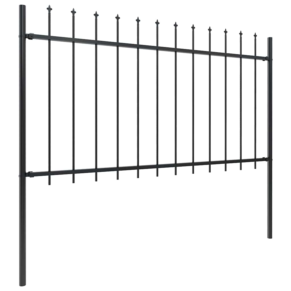 Garden Fence with Spear Top Steel 1248x100 cm Black
