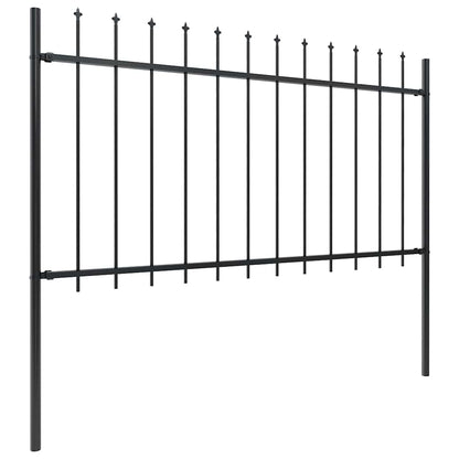 Garden Fence with Spear Top Steel 1248x100 cm Black