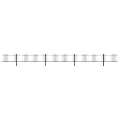 Garden Fence with Spear Top Steel 1426x100 cm Black