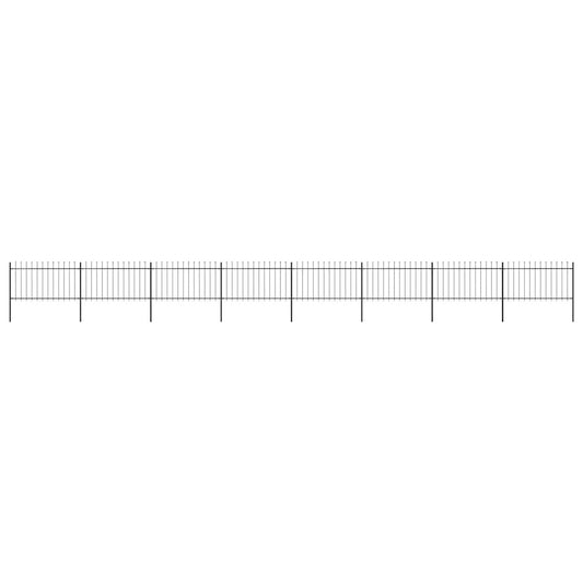Garden Fence with Spear Top Steel 1426x100 cm Black