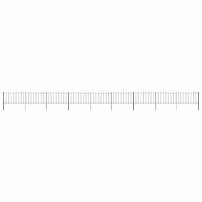 Garden Fence with Spear Top Steel 1603.5x100 cm Black