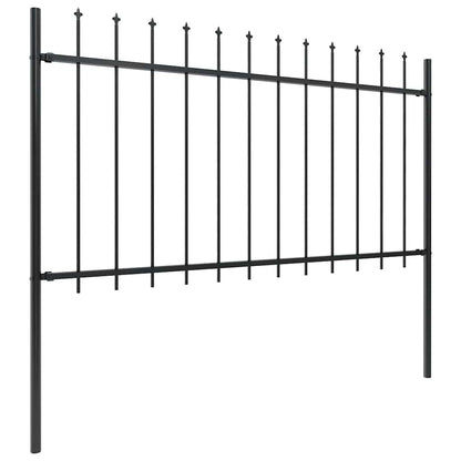 Garden Fence with Spear Top Steel 1603.5x100 cm Black