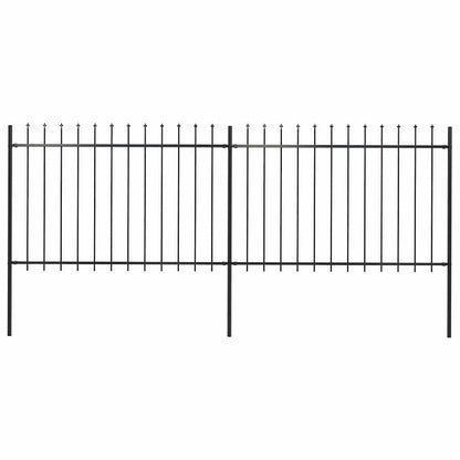 Garden Fence with Spear Top Steel 3.4x1.2 m Black