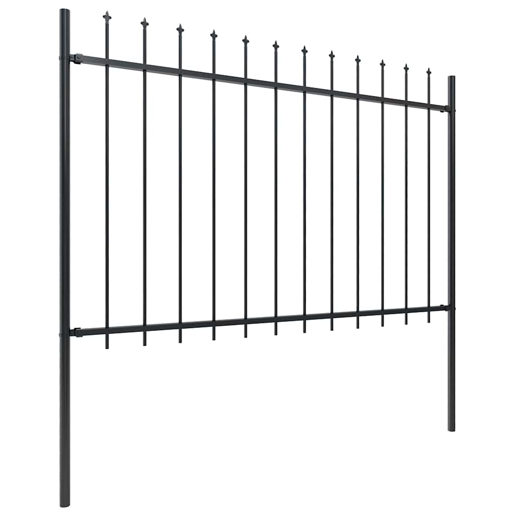Garden Fence with Spear Top Steel 3.4x1.2 m Black