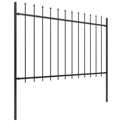 Garden Fence with Spear Top Steel 3.4x1.2 m Black
