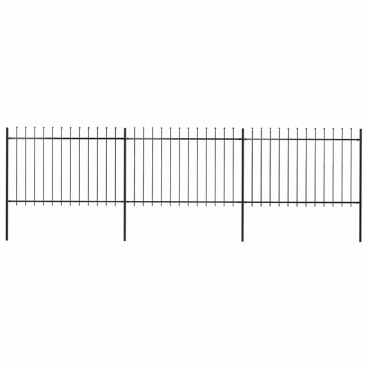 Garden Fence with Spear Top Steel 537x120 cm Black