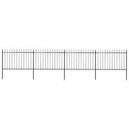 Garden Fence with Spear Top Steel 714.5x120 cm Black