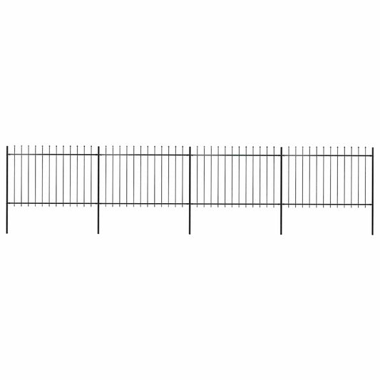 Garden Fence with Spear Top Steel 714.5x120 cm Black