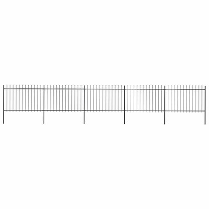 Garden Fence with Spear Top Steel 892.5x120 cm Black