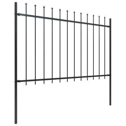 Garden Fence with Spear Top Steel 892.5x120 cm Black