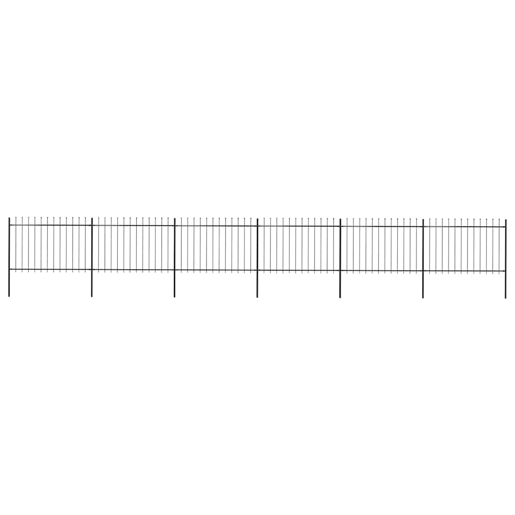 Garden Fence with Spear Top Steel 1070x120 cm Black