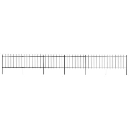 Garden Fence with Spear Top Steel 1070x120 cm Black