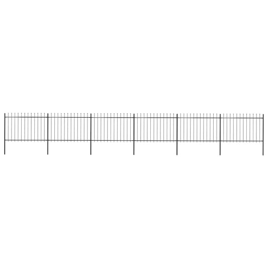Garden Fence with Spear Top Steel 1070x120 cm Black