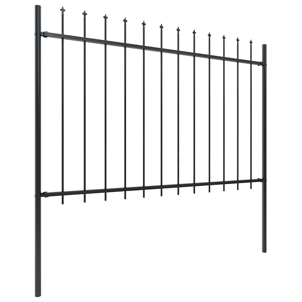 Garden Fence with Spear Top Steel 1070x120 cm Black